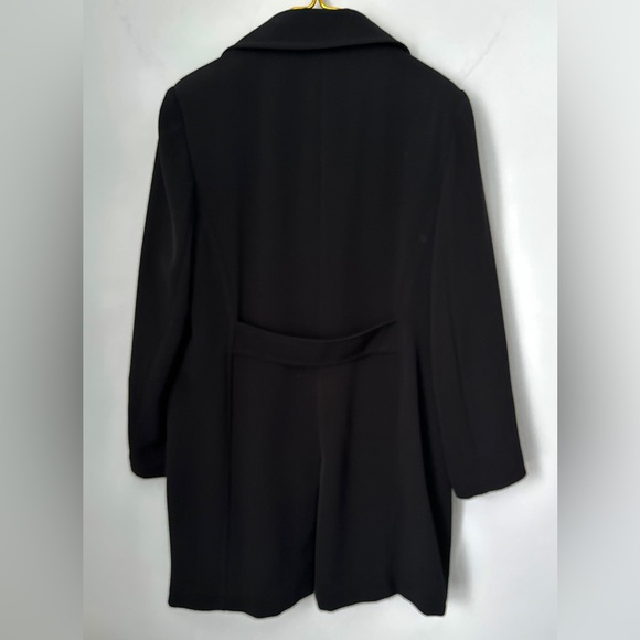 Larry Levine Sport Black Textured Lined Button Up Overcoat Jacket Women’s Large - Picture 3 of 7